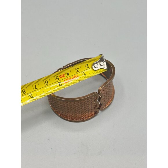 Vintage Genuine Copper Bangle Statement Clamper Bracelet Textured Wide Design - Picture 8 of 9